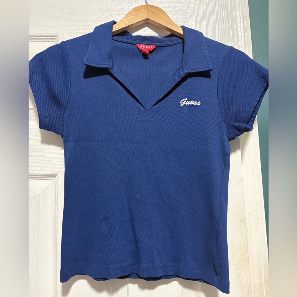 Guess Women's Navy Short Sleeve Polo